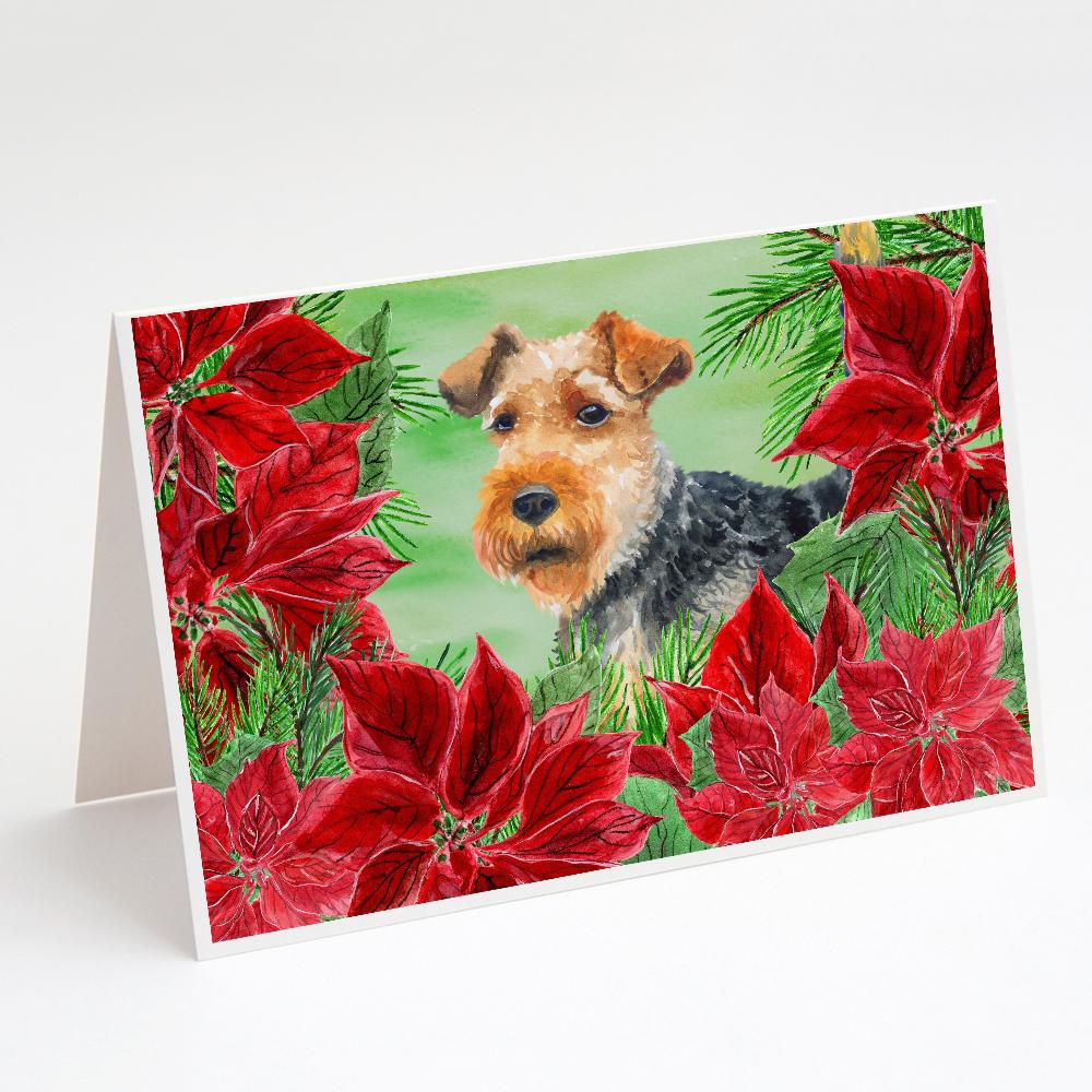 Buy this Welsh Terrier Poinsettas Greeting Cards and Envelopes Pack of 8