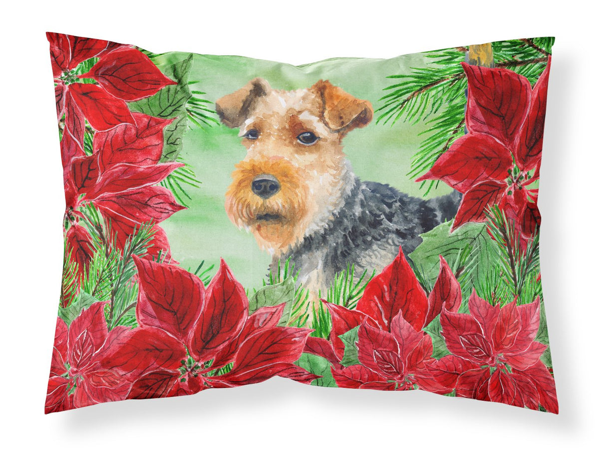 Welsh Terrier Poinsettas Fabric Standard Pillowcase CK1348PILLOWCASE by Caroline&#39;s Treasures