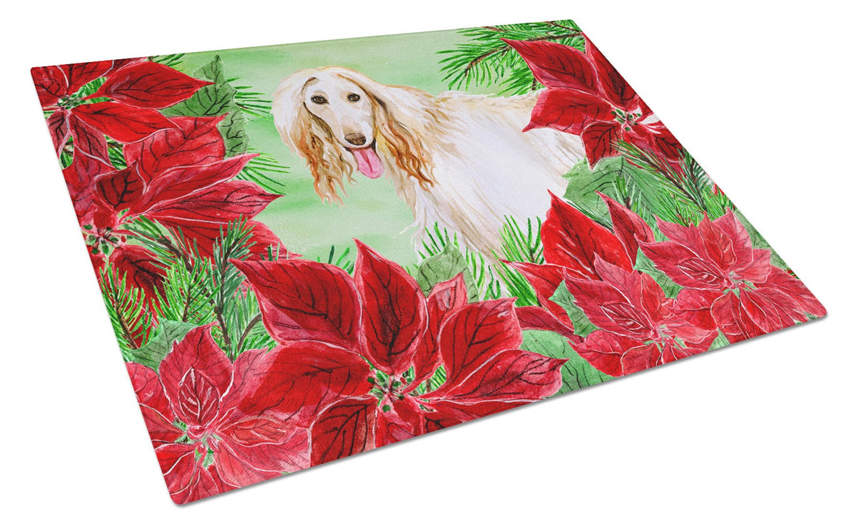 Afghan Hound Poinsettas Glass Cutting Board Large CK1350LCB by Caroline&#39;s Treasures