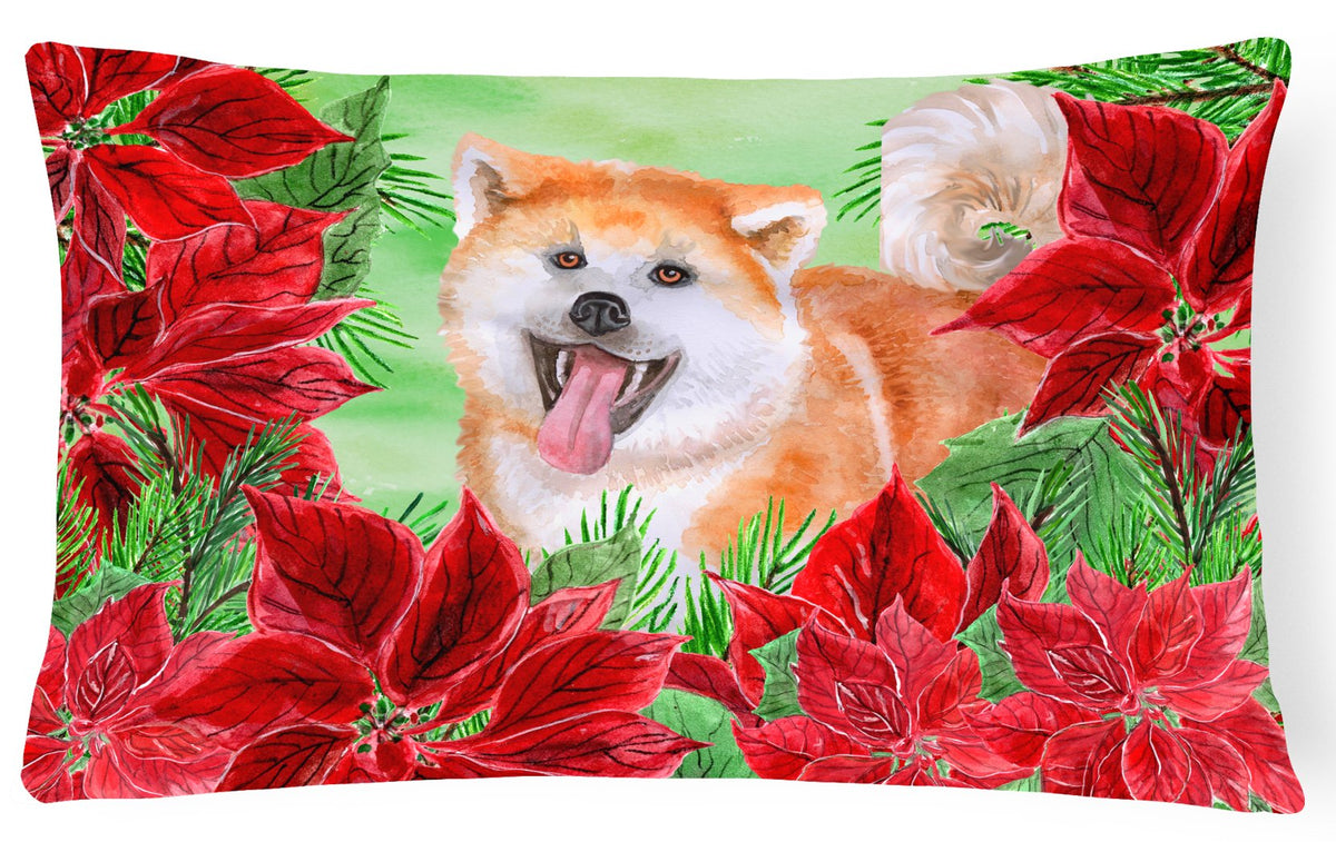 Akita Poinsettas Canvas Fabric Decorative Pillow CK1351PW1216 by Caroline&#39;s Treasures
