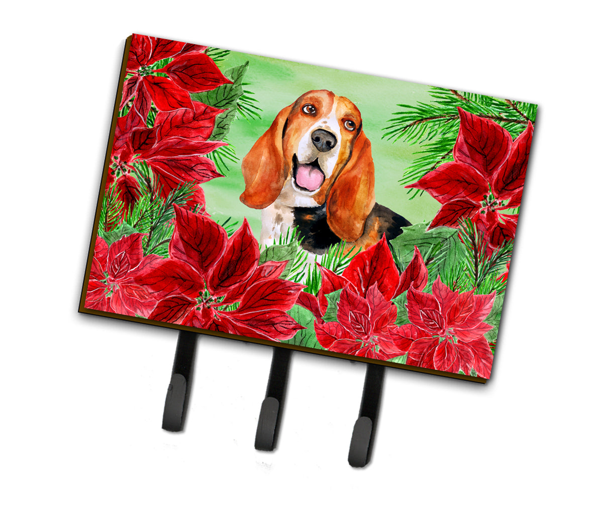 Basset Hound Poinsettas Leash or Key Holder CK1352TH68  the-store.com.