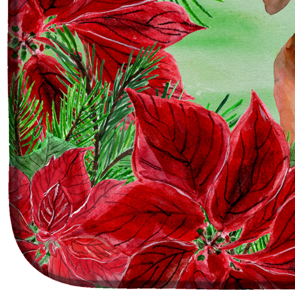 Red Dachshund Poinsettas Dish Drying Mat CK1355DDM  the-store.com.