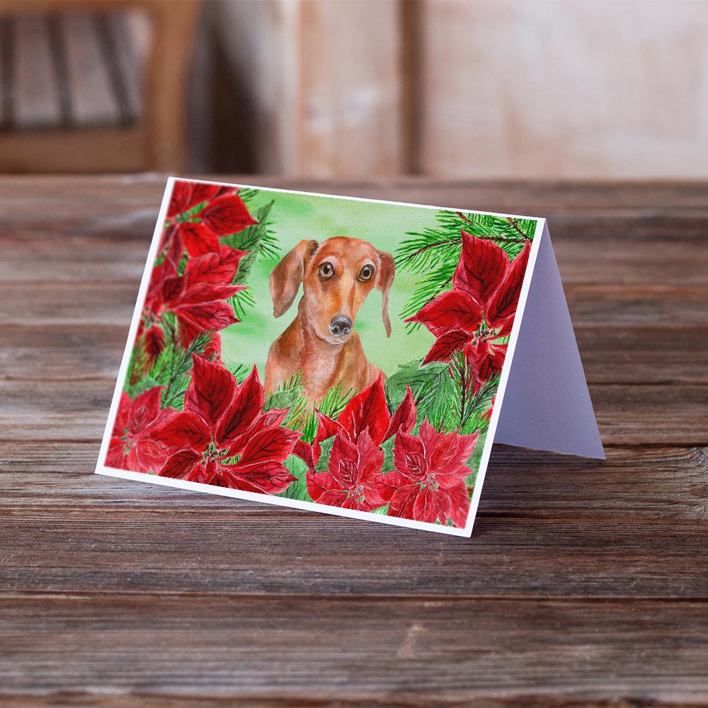 Buy this Red Dachshund Poinsettas Greeting Cards and Envelopes Pack of 8
