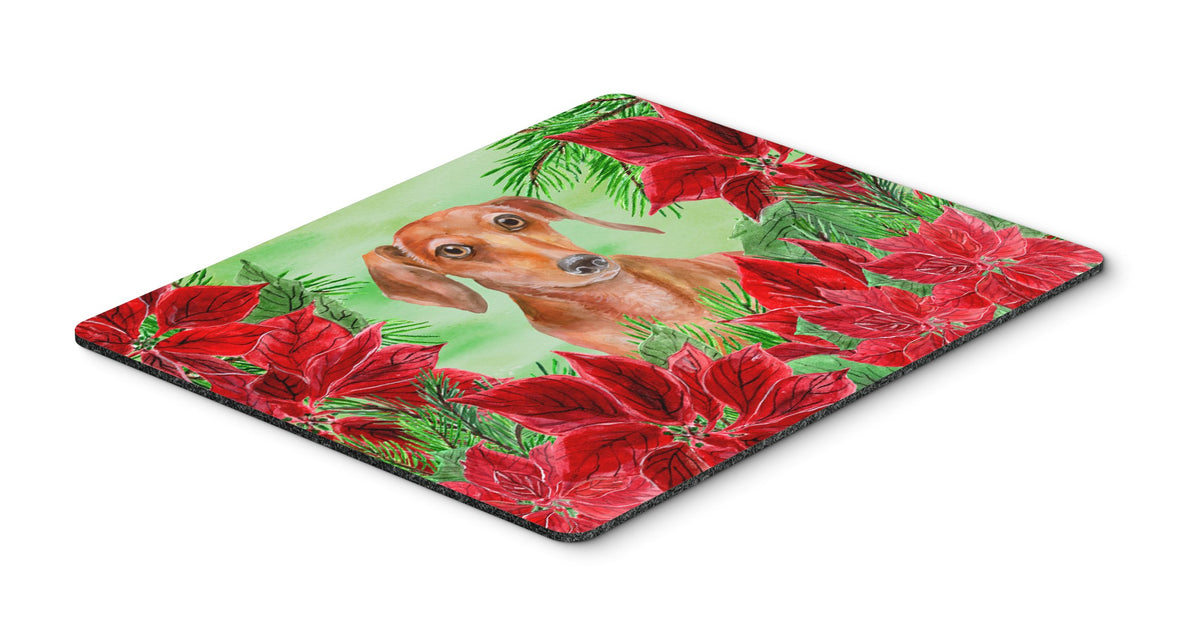 Red Dachshund Poinsettas Mouse Pad, Hot Pad or Trivet CK1355MP by Caroline&#39;s Treasures