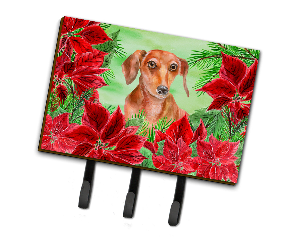 Red Dachshund Poinsettas Leash or Key Holder CK1355TH68  the-store.com.