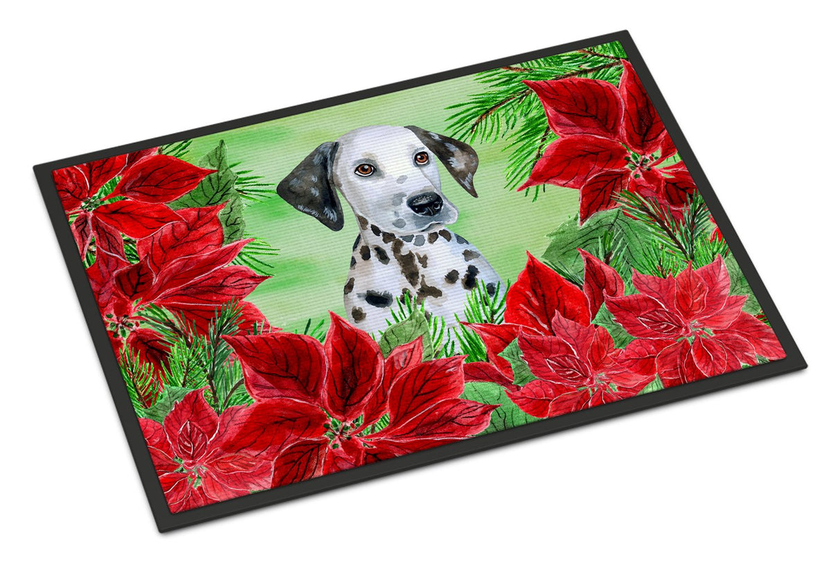 Dalmatian Puppy Poinsettas Indoor or Outdoor Mat 24x36 CK1356JMAT by Caroline&#39;s Treasures