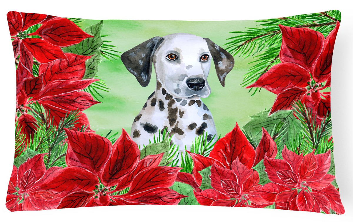 Dalmatian Puppy Poinsettas Canvas Fabric Decorative Pillow CK1356PW1216 by Caroline&#39;s Treasures