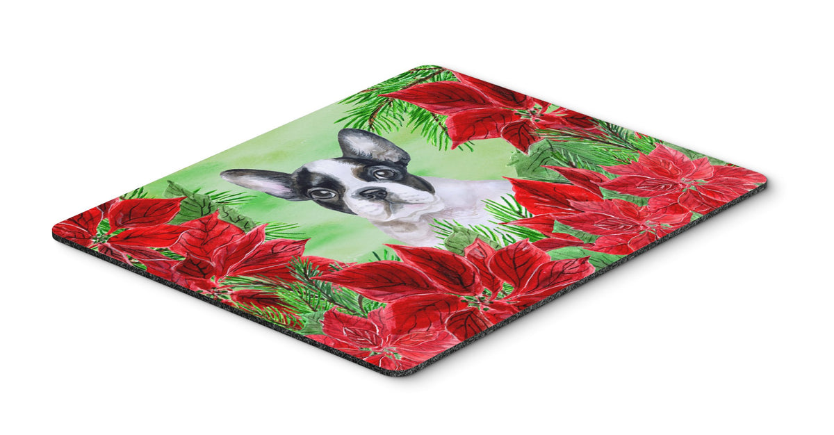 French Bulldog Black White Poinsettas Mouse Pad, Hot Pad or Trivet CK1358MP by Caroline&#39;s Treasures