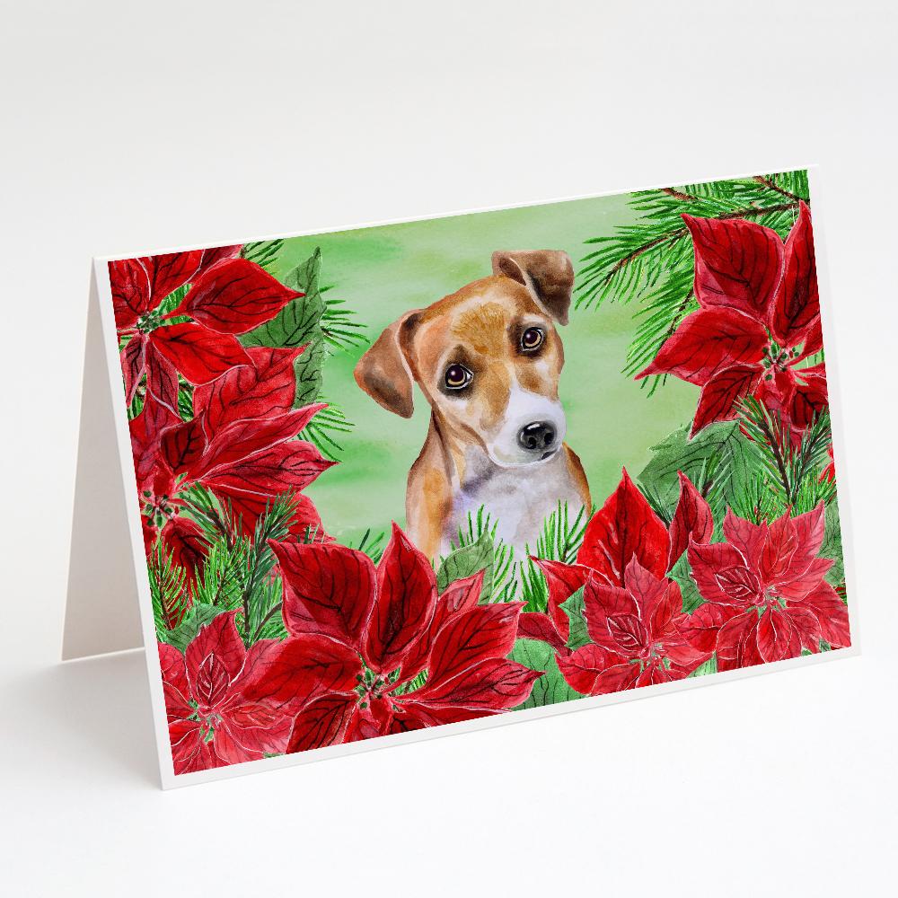 Buy this Jack Russell Terrier #2 Poinsettas Greeting Cards and Envelopes Pack of 8