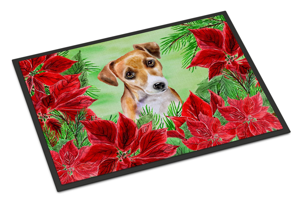 Jack Russell Terrier #2 Poinsettas Indoor or Outdoor Mat 24x36 CK1360JMAT by Caroline&#39;s Treasures