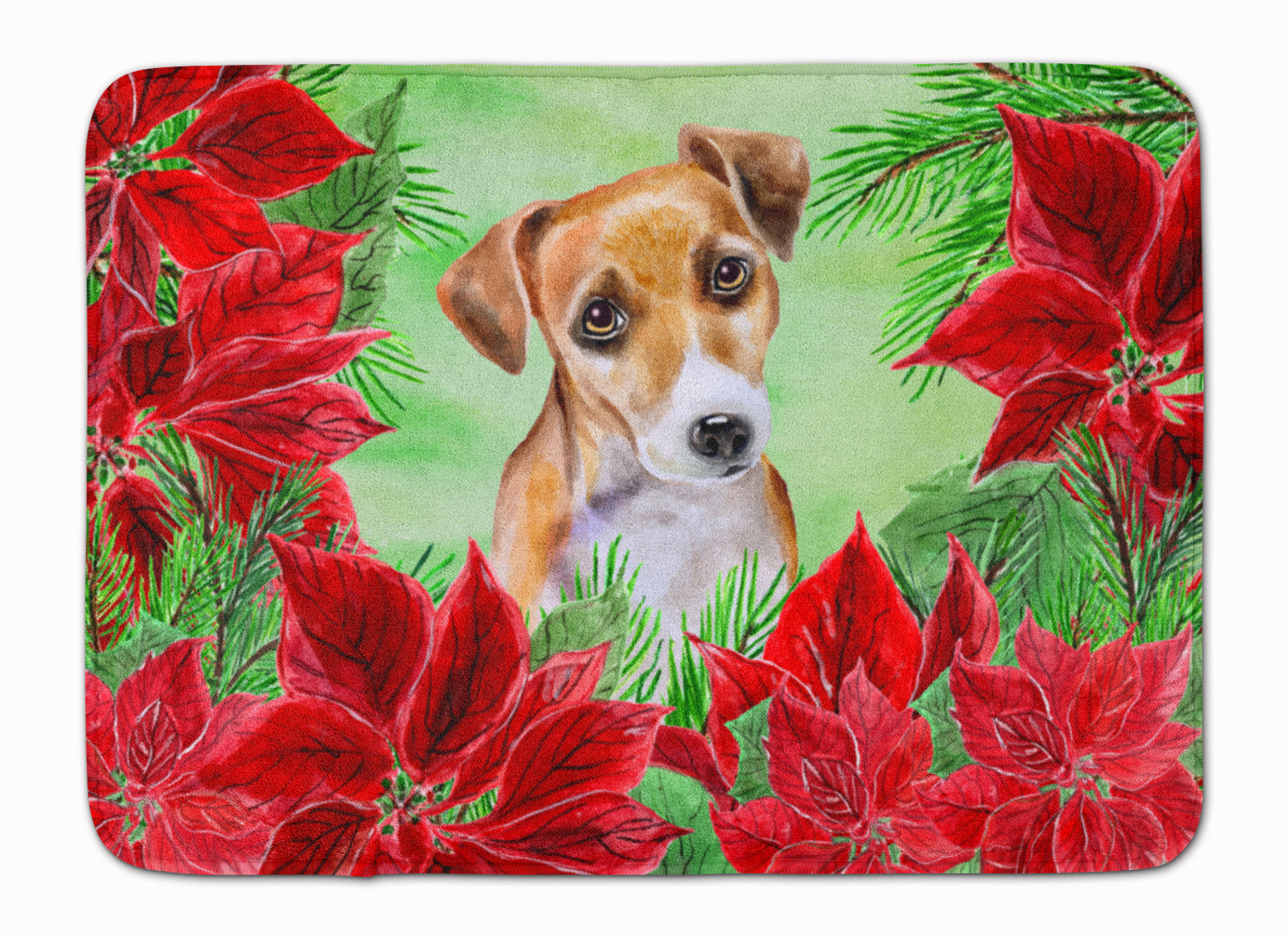 Jack Russell Terrier #2 Poinsettas Machine Washable Memory Foam Mat CK1360RUG - the-store.com