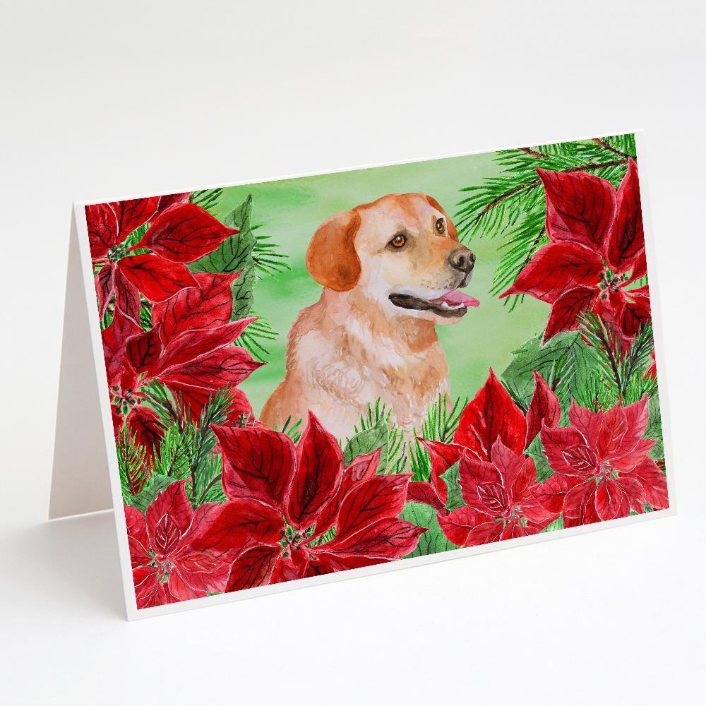 Buy this Labrador Retriever Poinsettas Greeting Cards and Envelopes Pack of 8