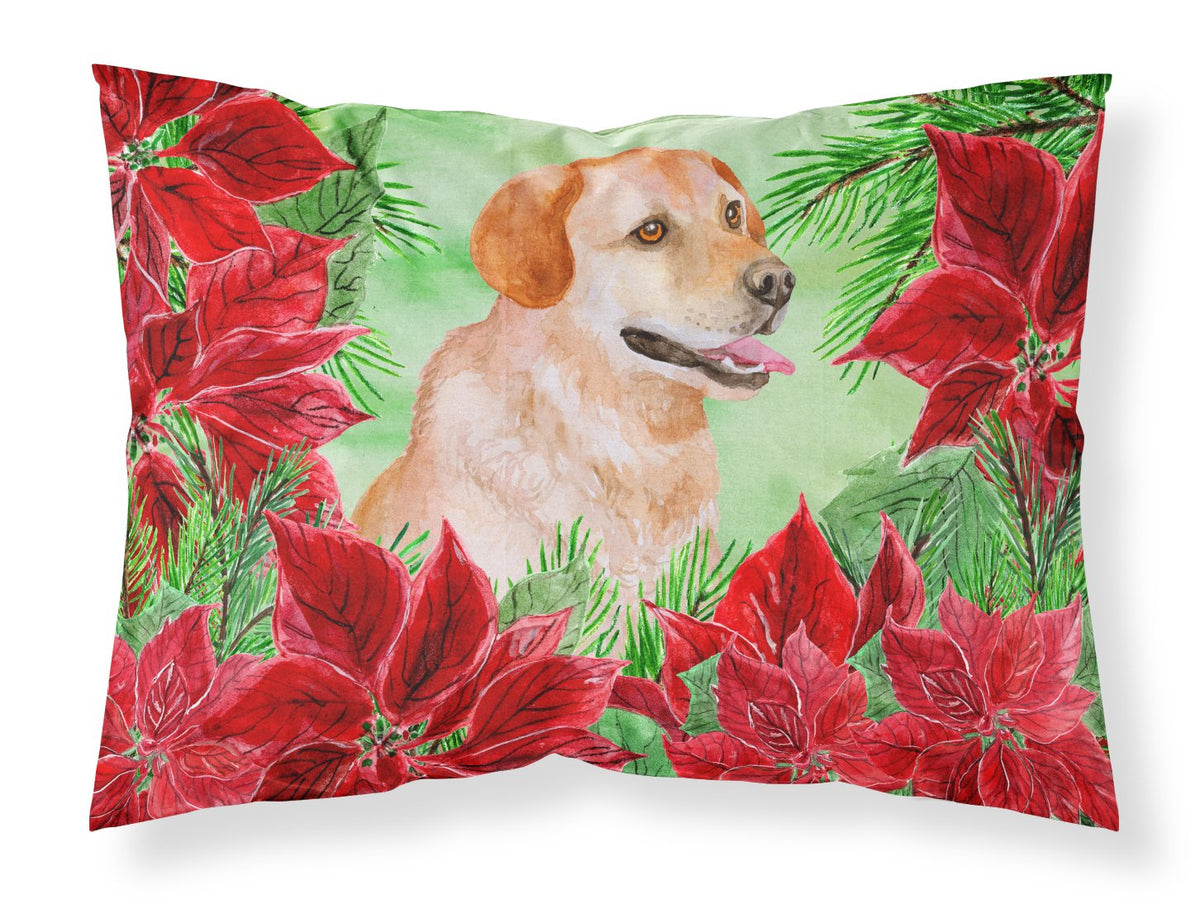 Labrador Retriever Poinsettas Fabric Standard Pillowcase CK1361PILLOWCASE by Caroline&#39;s Treasures