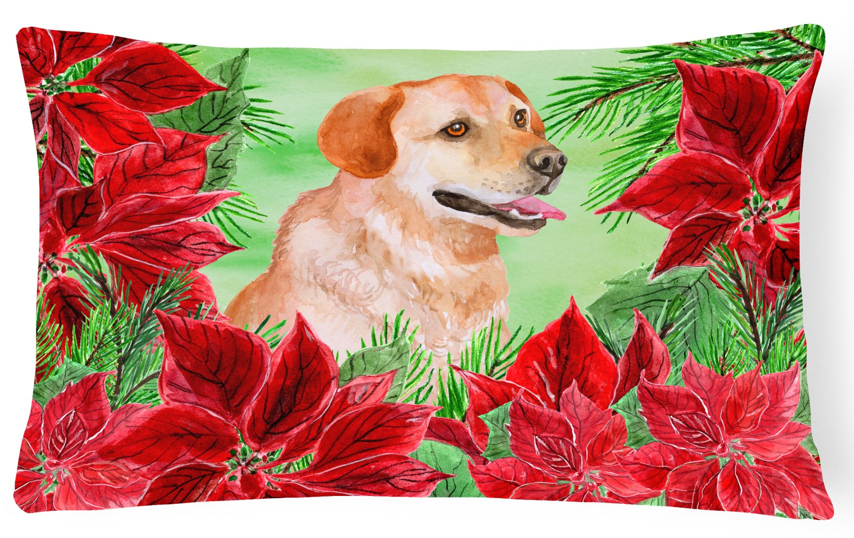 Labrador Retriever Poinsettas Canvas Fabric Decorative Pillow CK1361PW1216 by Caroline's Treasures