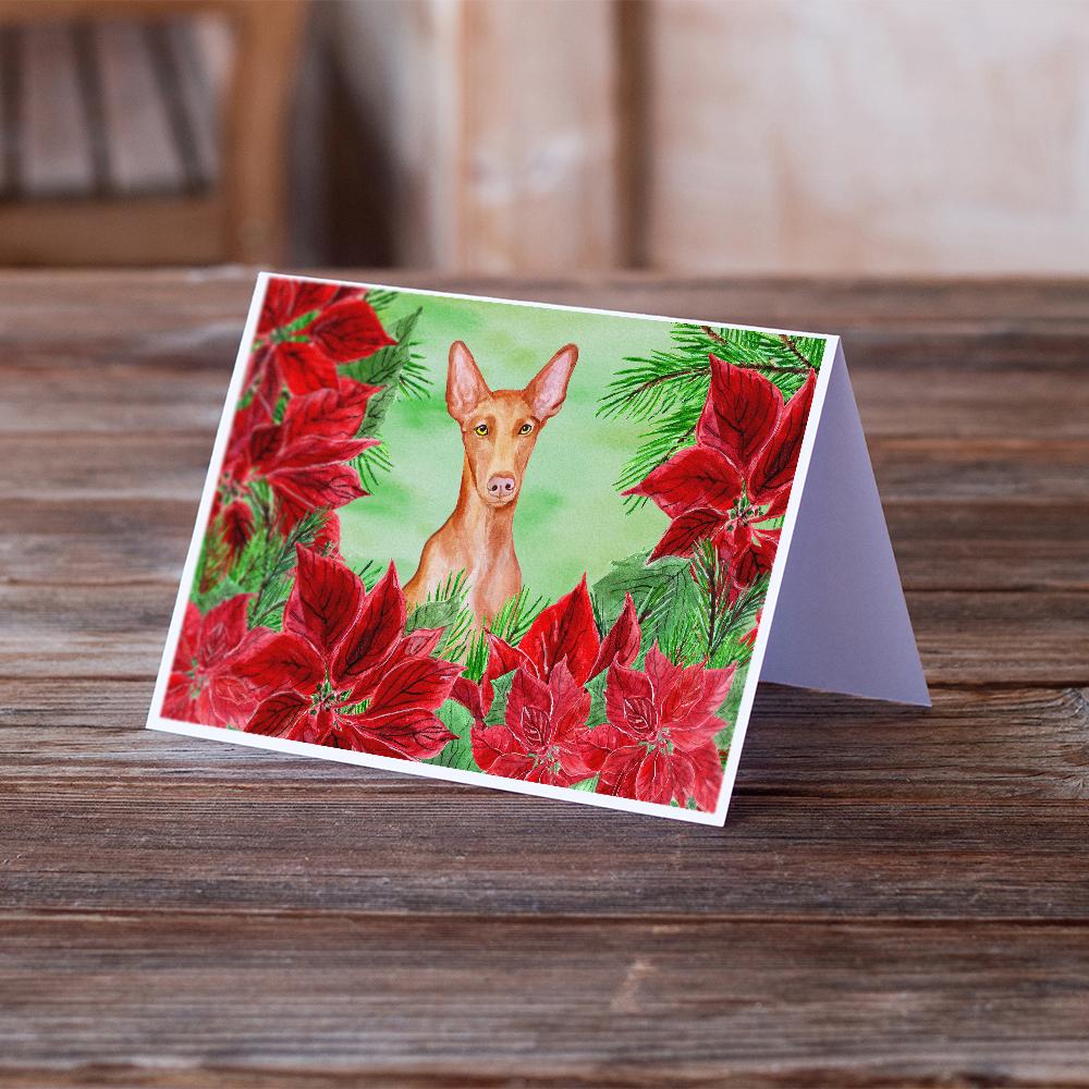 Caroline's Treasures Pharaoh Hound Poinsettas Greeting Cards - Blank Note Cards – 8-Pack of Artist-Designed Cards with Envelopes
