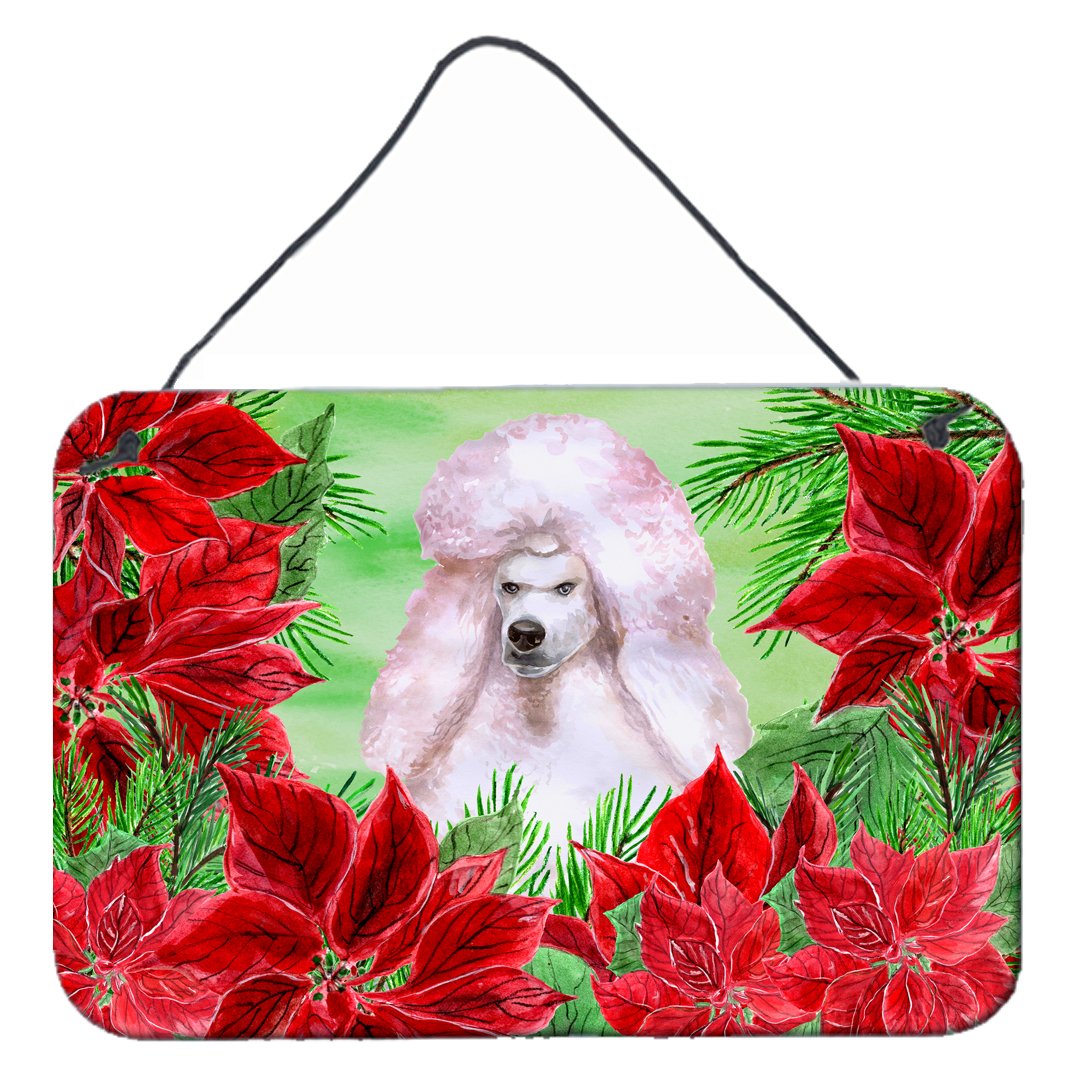 White Standard Poodle Poinsettas Wall or Door Hanging Prints CK1364DS812 by Caroline&#39;s Treasures
