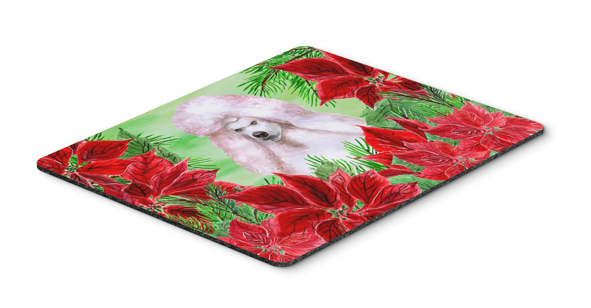 White Standard Poodle Poinsettas Mouse Pad, Hot Pad or Trivet CK1364MP by Caroline&#39;s Treasures