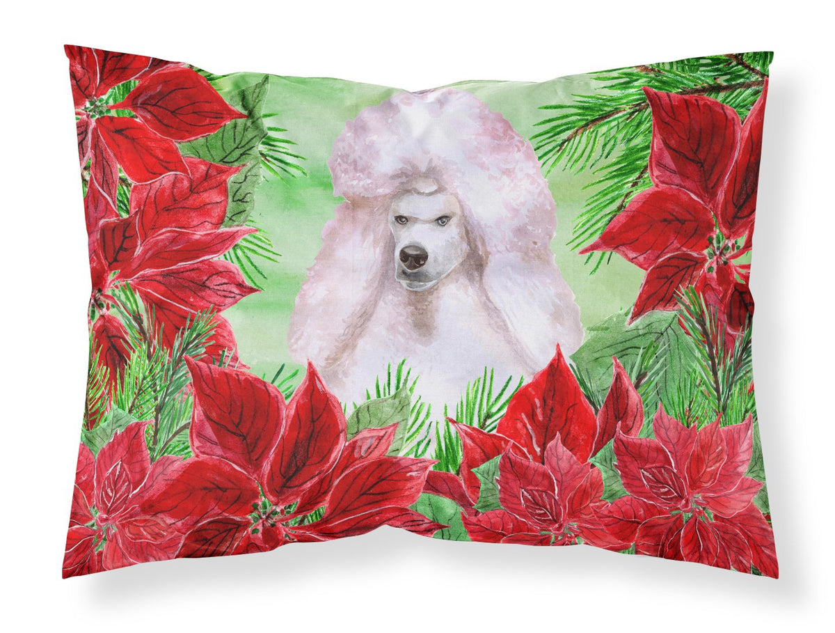 White Standard Poodle Poinsettas Fabric Standard Pillowcase CK1364PILLOWCASE by Caroline&#39;s Treasures