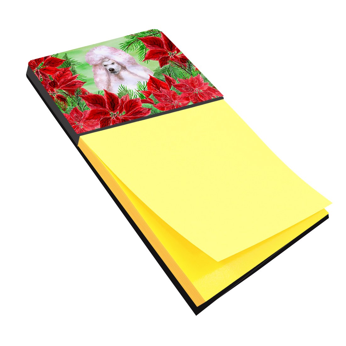 White Standard Poodle Poinsettas Sticky Note Holder CK1364SN by Caroline&#39;s Treasures
