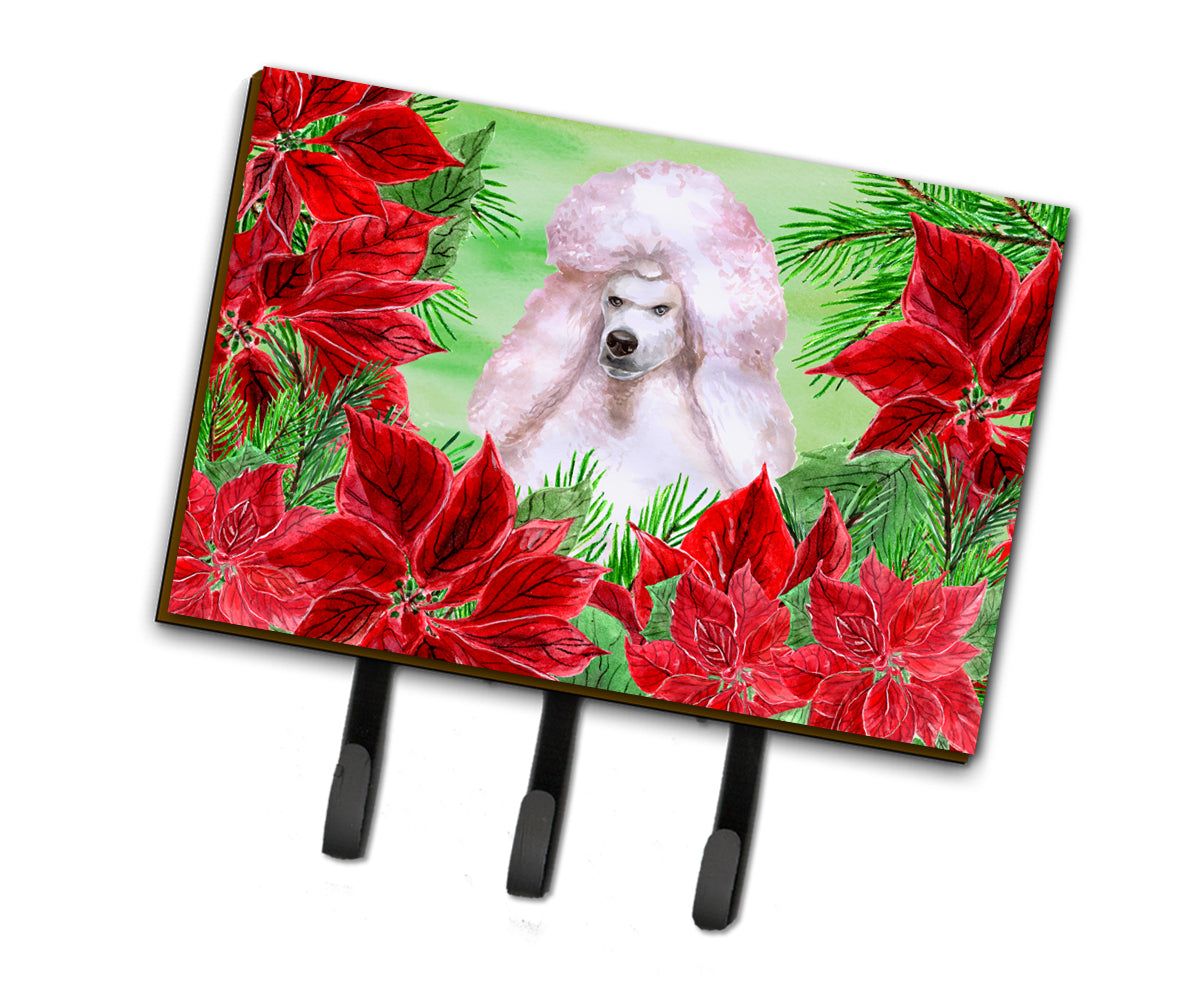 White Standard Poodle Poinsettas Leash or Key Holder CK1364TH68