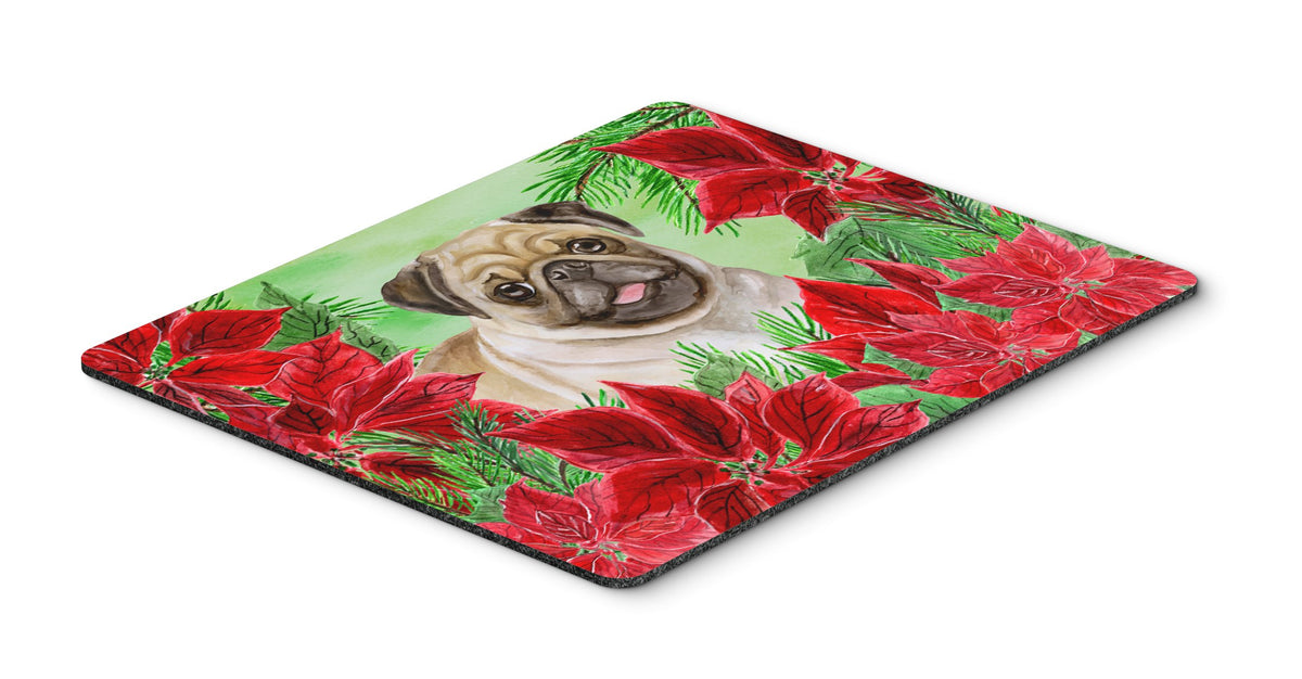 Fawn Pug Poinsettas Mouse Pad, Hot Pad or Trivet CK1365MP by Caroline&#39;s Treasures