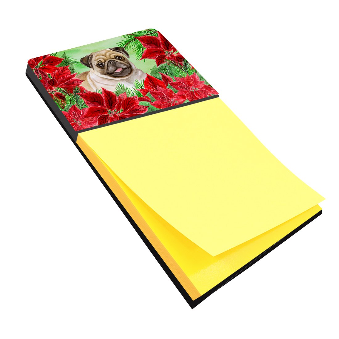 Fawn Pug Poinsettas Sticky Note Holder CK1365SN by Caroline&#39;s Treasures