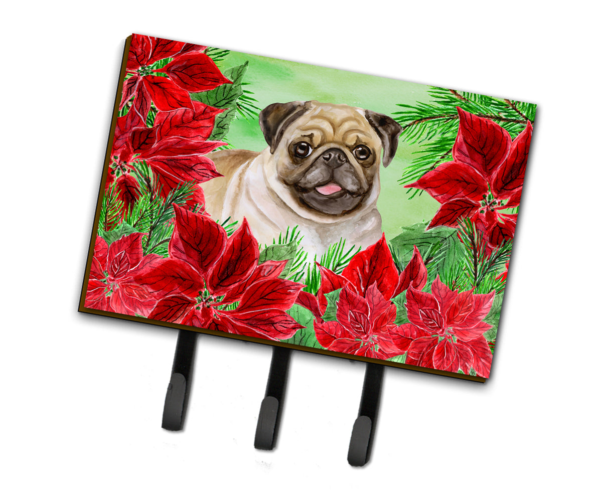 Fawn Pug Poinsettas Leash or Key Holder CK1365TH68  the-store.com.