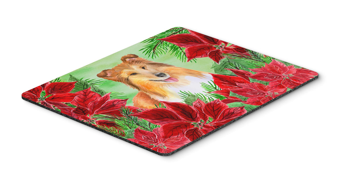 Sheltie Poinsettas Mouse Pad, Hot Pad or Trivet CK1367MP by Caroline&#39;s Treasures