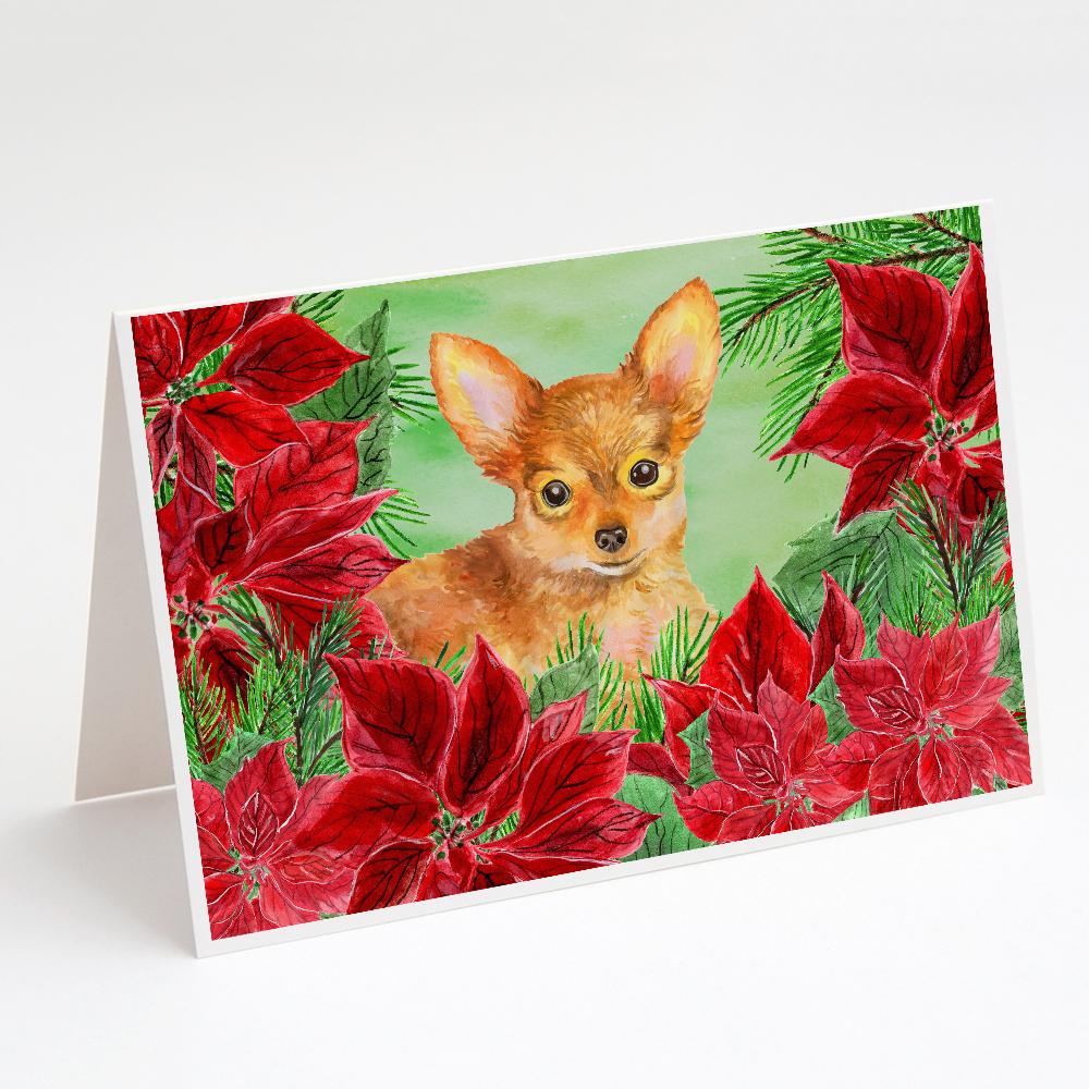 Buy this Toy Terrier Poinsettas Greeting Cards and Envelopes Pack of 8