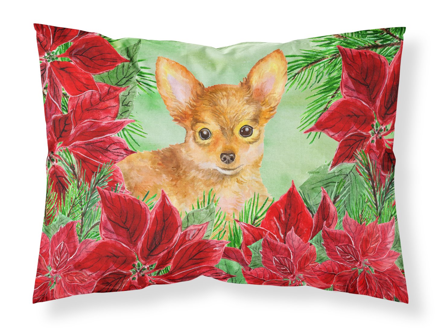 Toy Terrier Poinsettas Fabric Standard Pillowcase CK1369PILLOWCASE by Caroline's Treasures