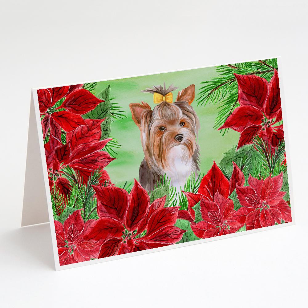 Buy this Yorkshire Terrier #2 Poinsettas Greeting Cards and Envelopes Pack of 8
