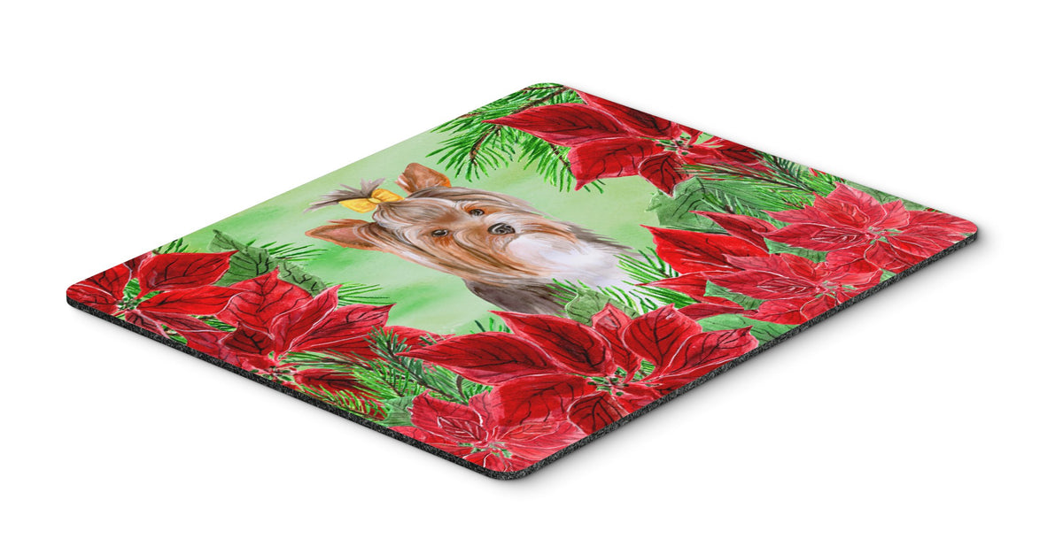 Yorkshire Terrier #2 Poinsettas Mouse Pad, Hot Pad or Trivet CK1370MP by Caroline&#39;s Treasures