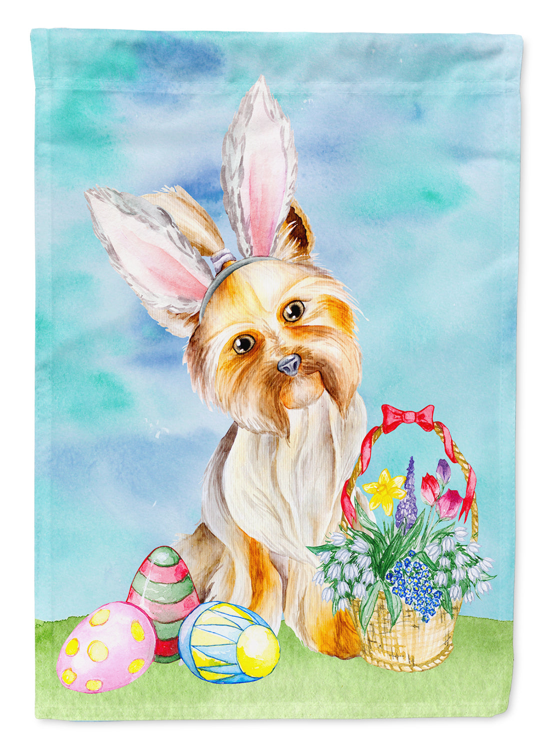 Yorkie Easter Bunny Flag Canvas House Size CK1372CHF  the-store.com.