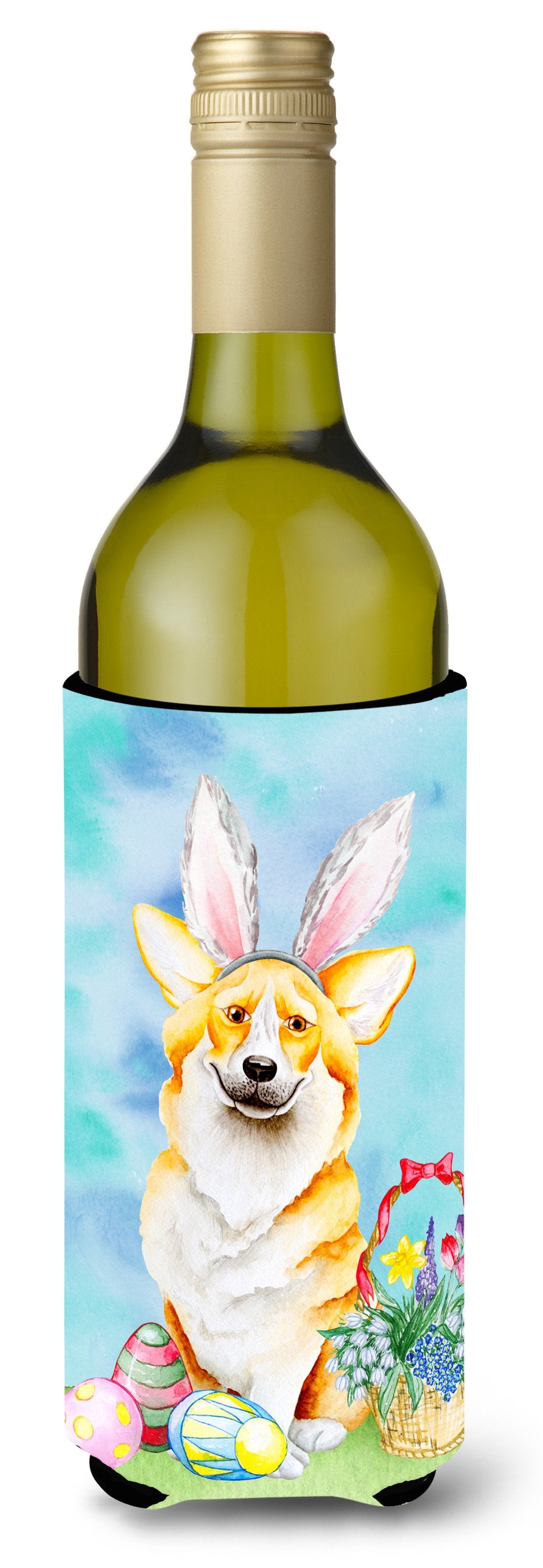 Corgi Easter Bunny Wine Bottle Beverge Insulator Hugger CK1373LITERK by Caroline&#39;s Treasures
