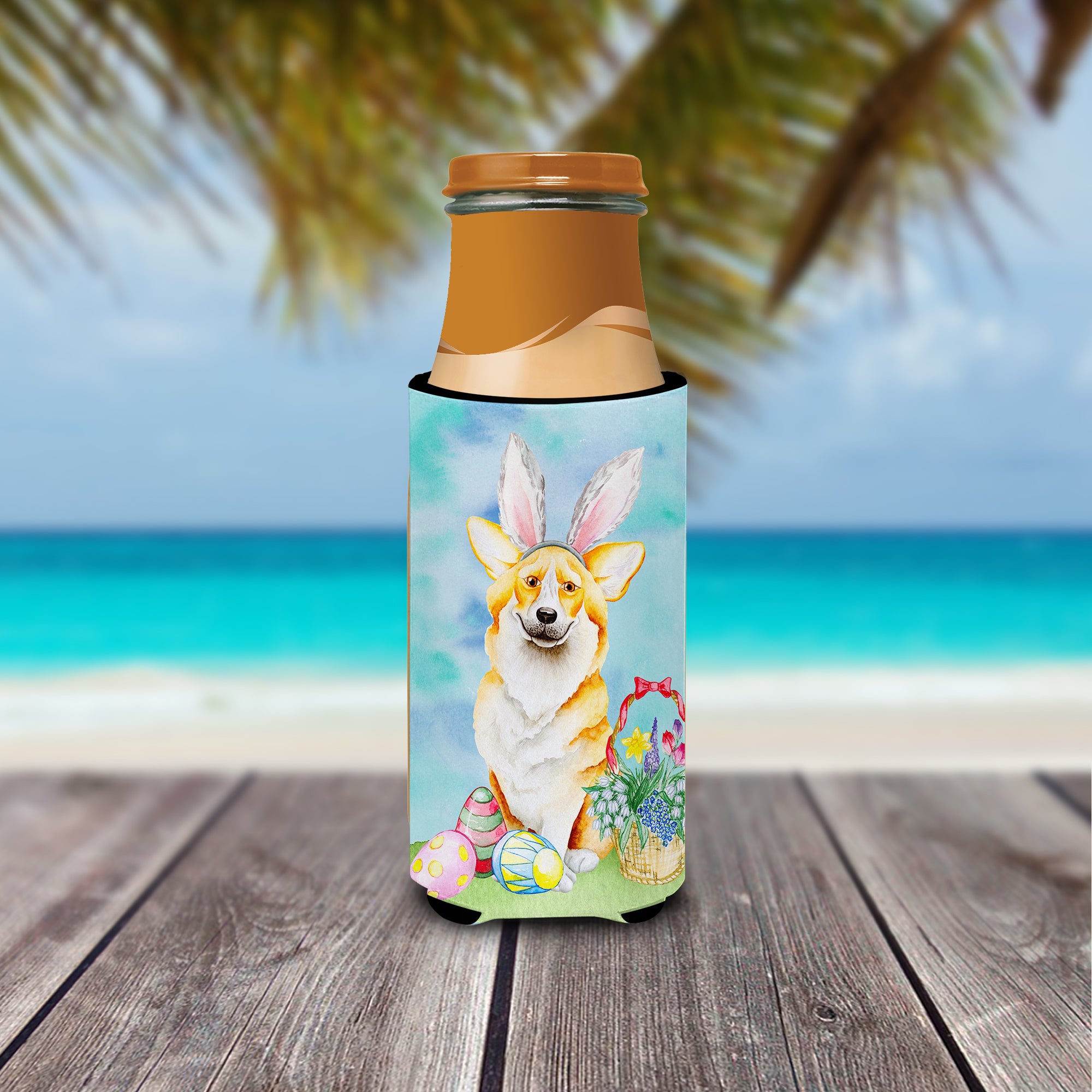 Corgi Easter Bunny  Ultra Hugger for slim cans CK1373MUK