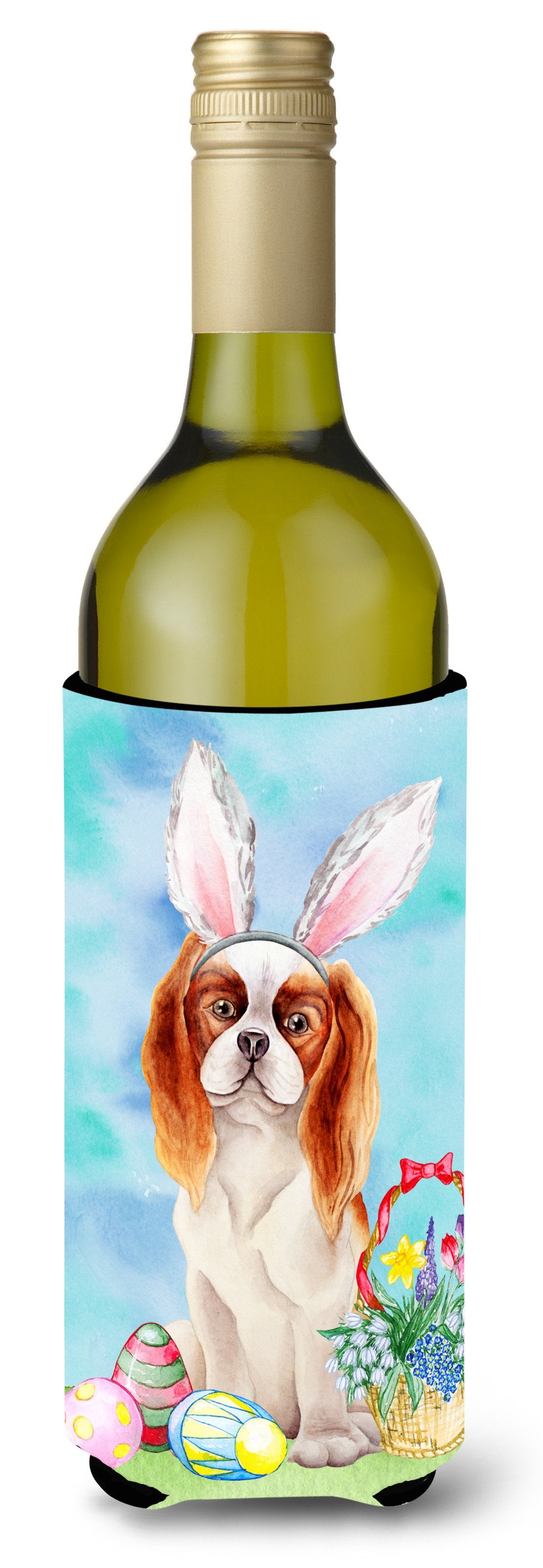 Cavalier Spaniel Easter Bunny Wine Bottle Beverge Insulator Hugger CK1374LITERK by Caroline&#39;s Treasures