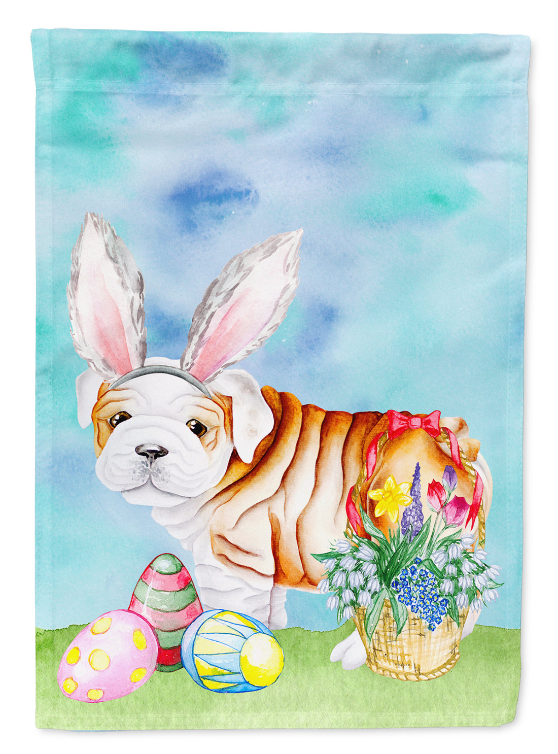 Caroline's Treasures English Bulldog Easter Bunny Flag Canvas House Size CK1378CHF