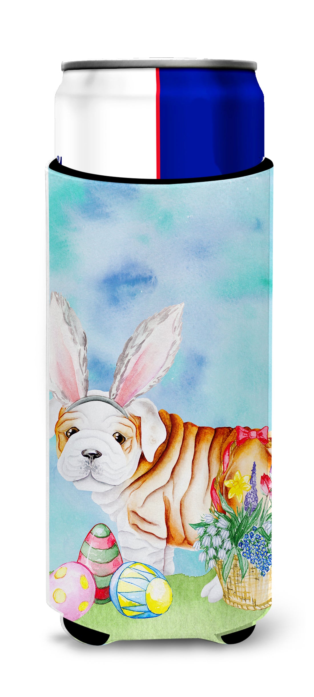 English Bulldog Easter Bunny  Ultra Hugger for slim cans CK1378MUK  the-store.com.