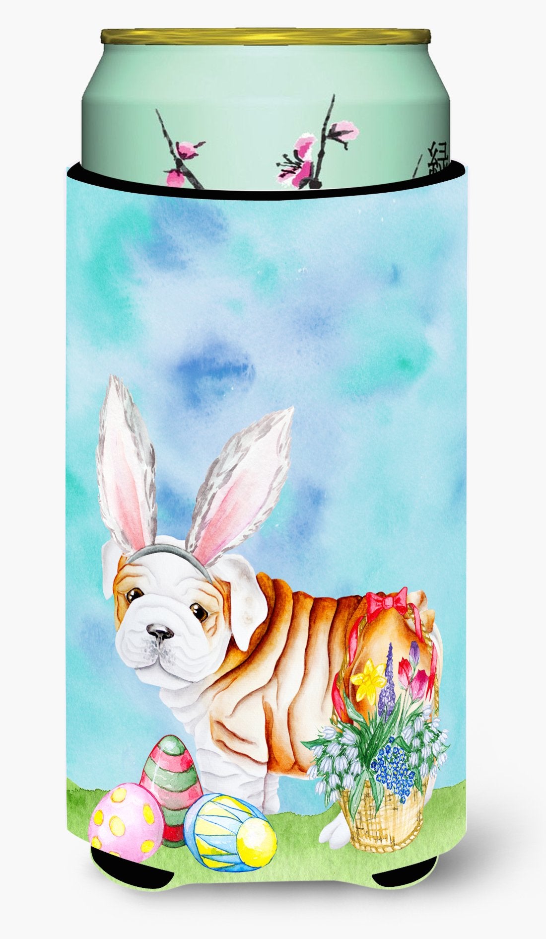 English Bulldog Easter Bunny Tall Boy Beverage Insulator Hugger CK1378TBC by Caroline&#39;s Treasures