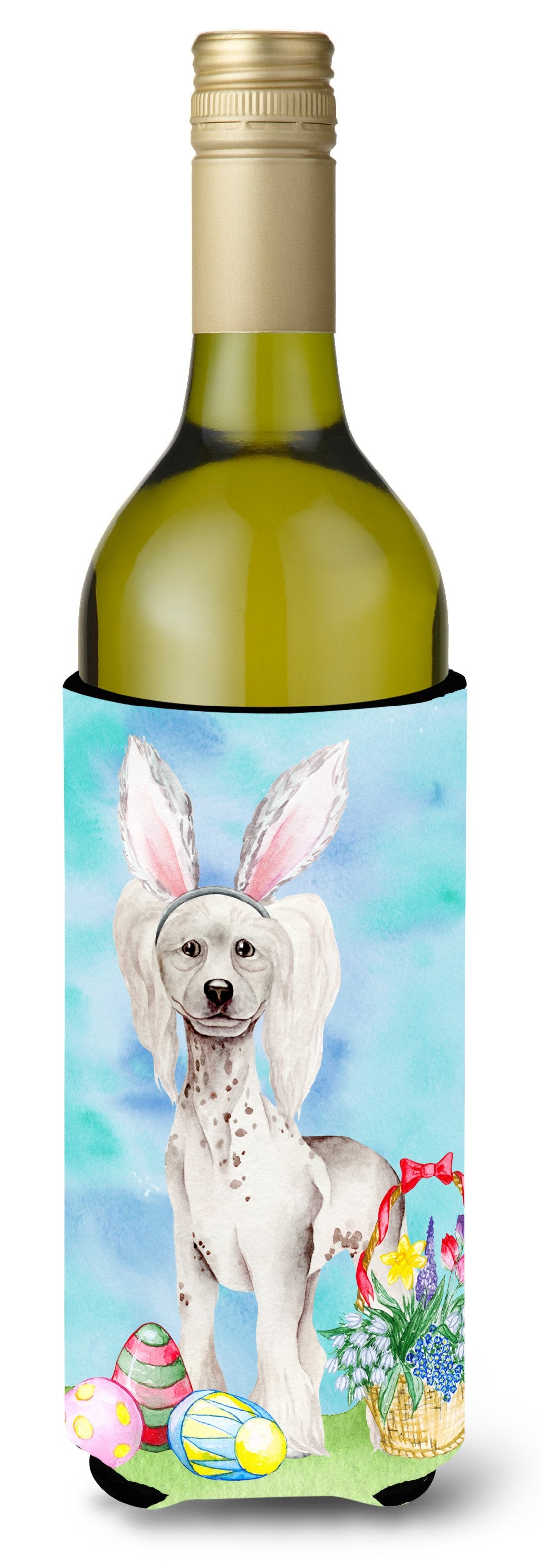 Chinese Crested Easter Bunny Wine Bottle Beverge Insulator Hugger CK1380LITERK by Caroline&#39;s Treasures
