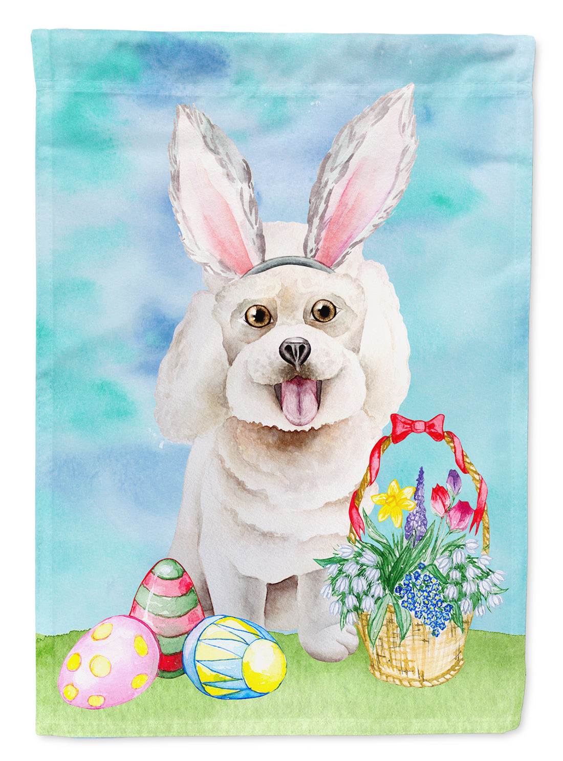 Bichon Frise Easter Bunny Flag Canvas House Size CK1381CHF  the-store.com.