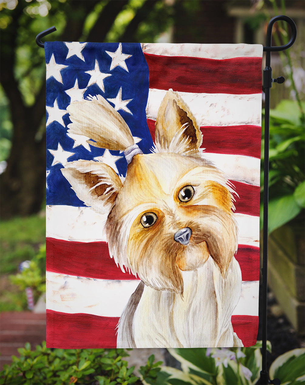 Yorkie Yorkshier Terrier Patriotic Flag Garden Size CK1382GF