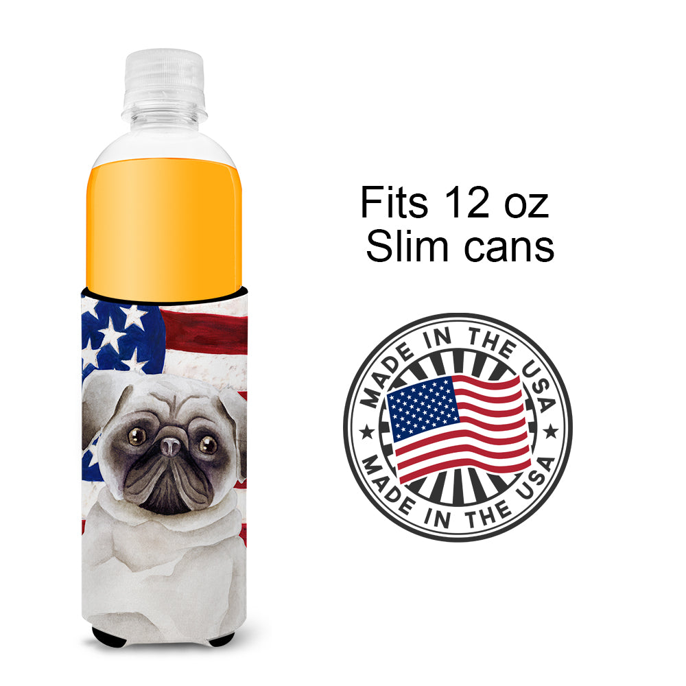Pug Patriotic  Ultra Hugger for slim cans CK1385MUK  the-store.com.