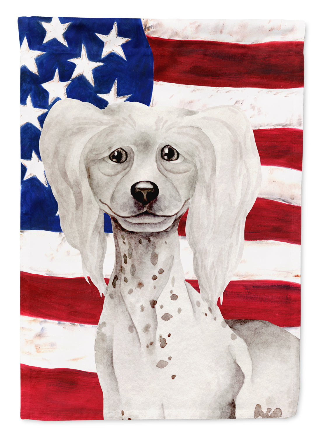 Chinese Crested Patriotic Flag Canvas House Size CK1387CHF