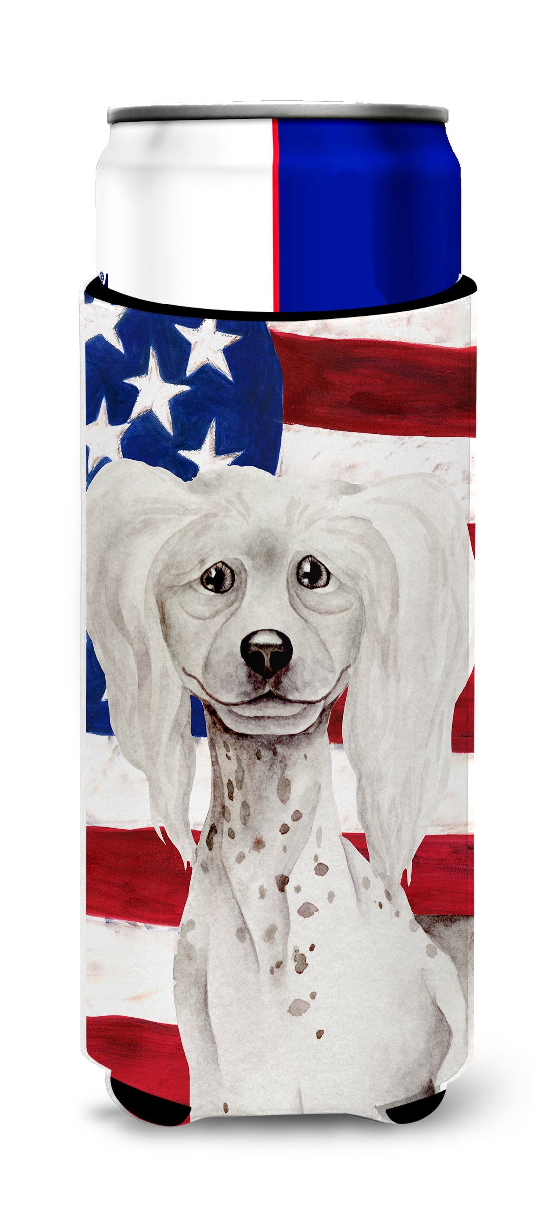 Chinese Crested Patriotic  Ultra Hugger for slim cans CK1387MUK