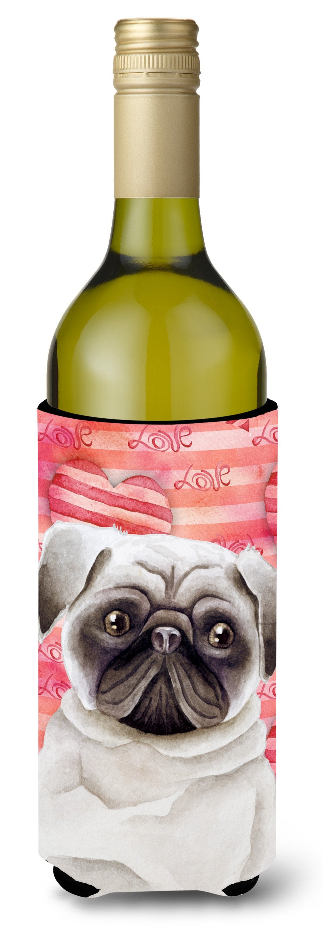 Pug Love Wine Bottle Beverge Insulator Hugger CK1392LITERK by Caroline&#39;s Treasures
