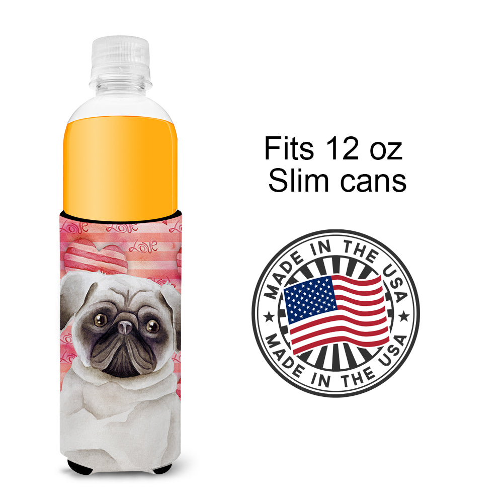 Pug Love  Ultra Hugger for slim cans CK1392MUK  the-store.com.