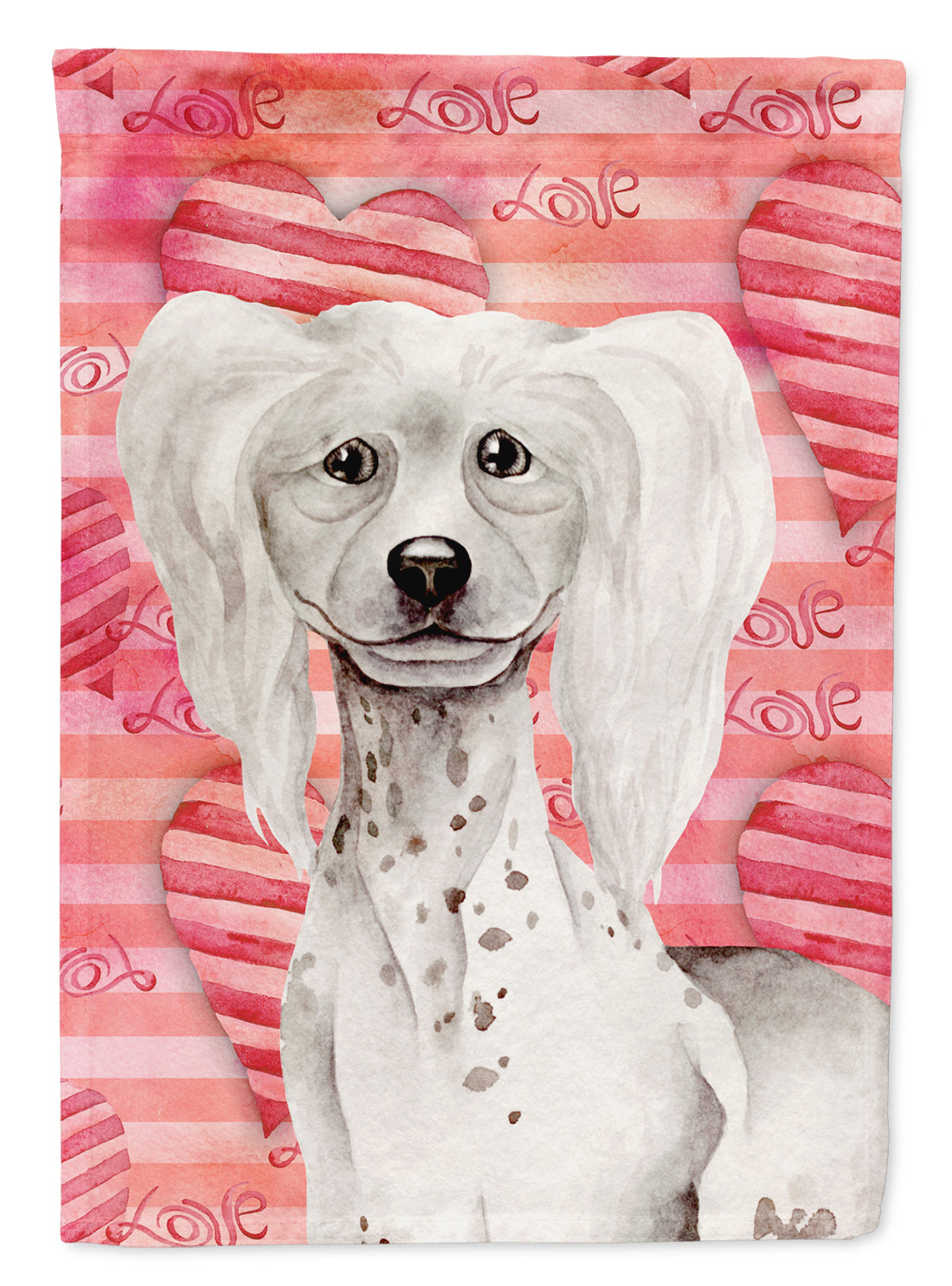 Chinese Crested Love Flag Canvas House Size CK1394CHF