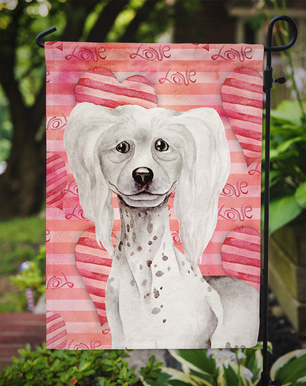 Chinese Crested Love Flag Garden Size CK1394GF