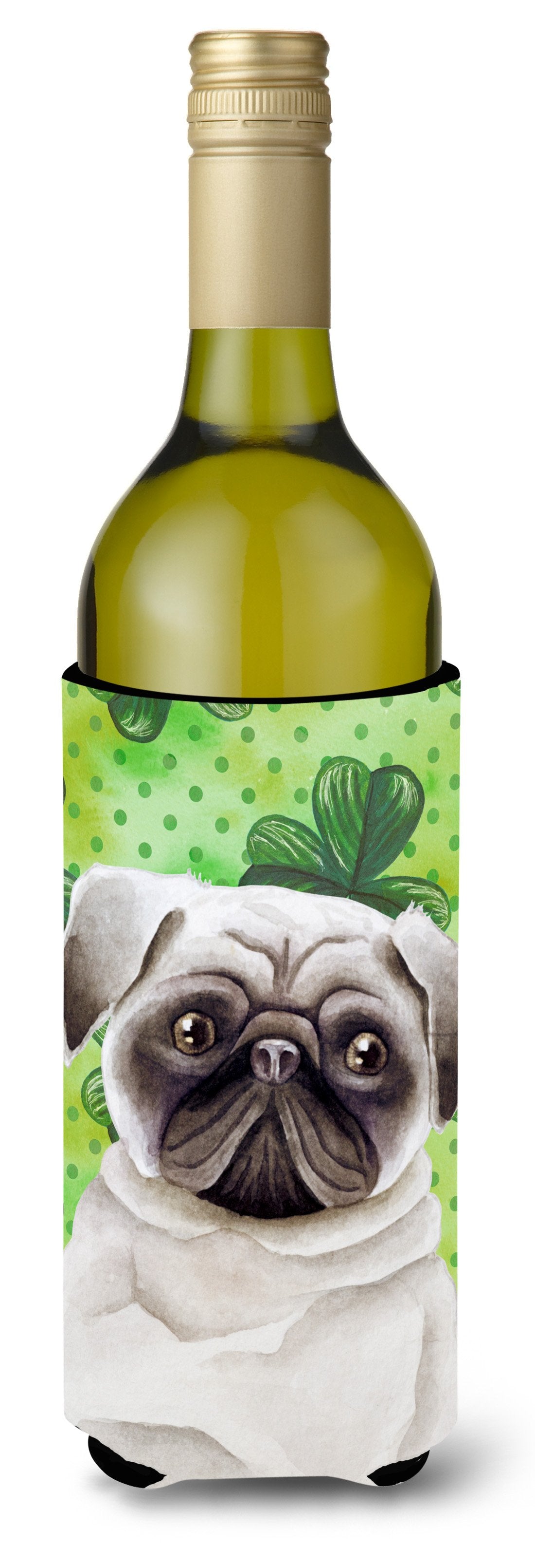 Pug Shamrocks Wine Bottle Beverge Insulator Hugger CK1399LITERK by Caroline&#39;s Treasures